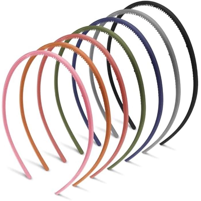 Tedux Thin Headbands, 7 Colors 4mm Skinny Headbands, No Slip Comfortable Plastic Headband with Teeth - Image 1